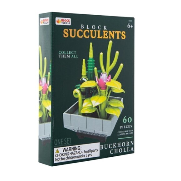 Block Tech Succulents Block Set Buckhorn Cholla NWT Building Activity Toy Plant - Picture 6 of 6